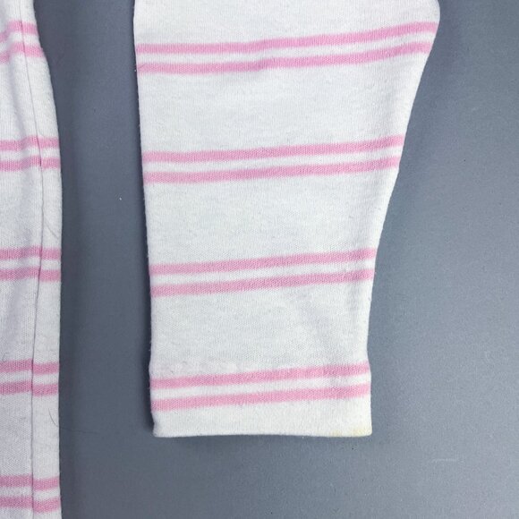 Vintage Striped Cardigan | 90's Pink & White Women's Casual Jersey Sweater - Picture 5 of 7